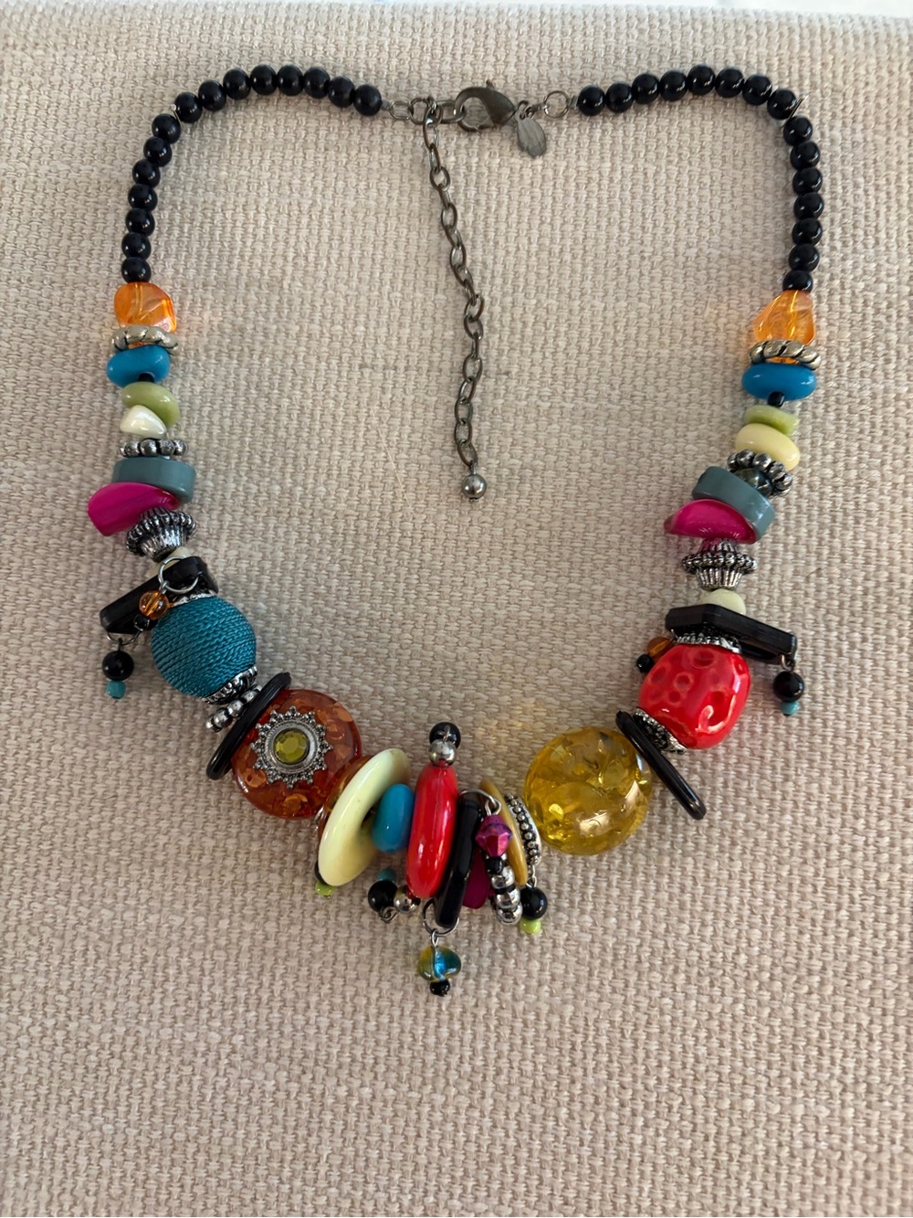 Chico's Bright Multicolor Bead & Charm Statement Necklace